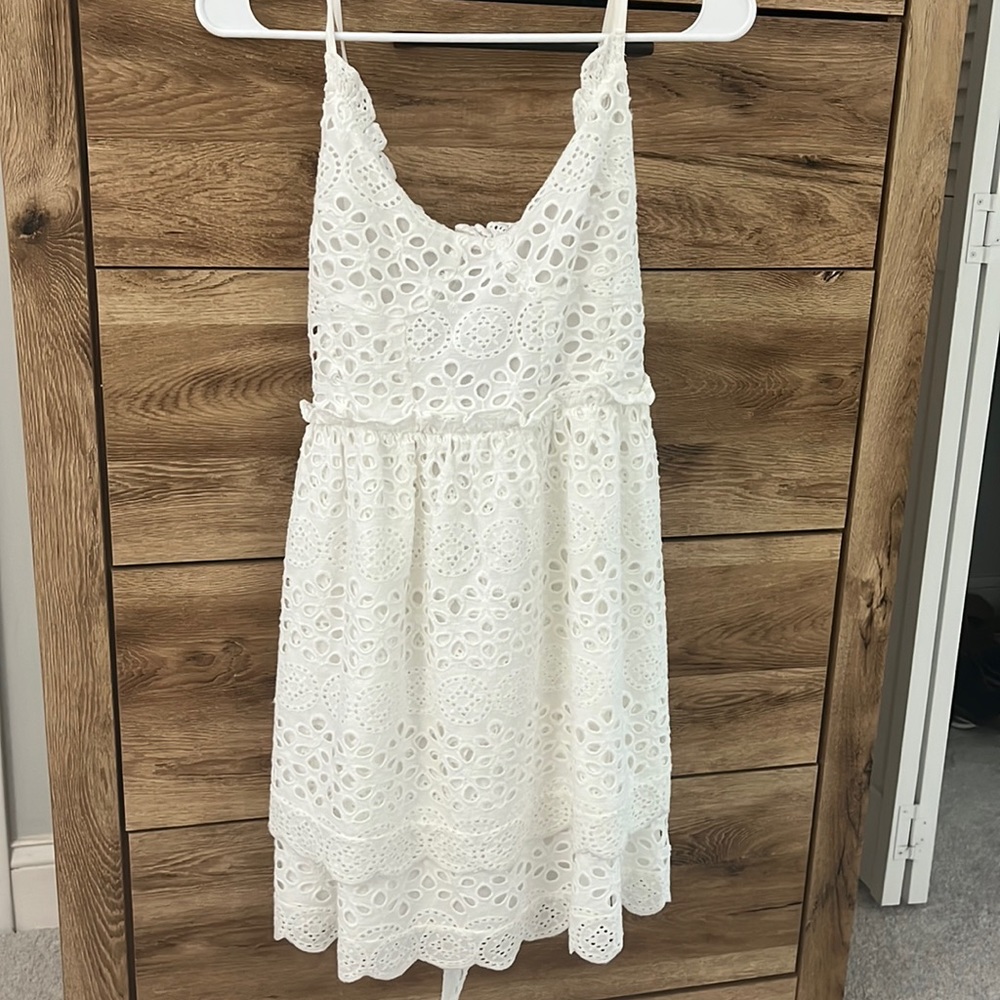 Winston White size Small lace white dress. Open back with tie